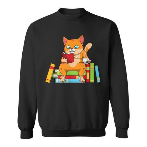 Reading For Men Women Books Cat Reading Lover Sweatshirt - Bookorys AU