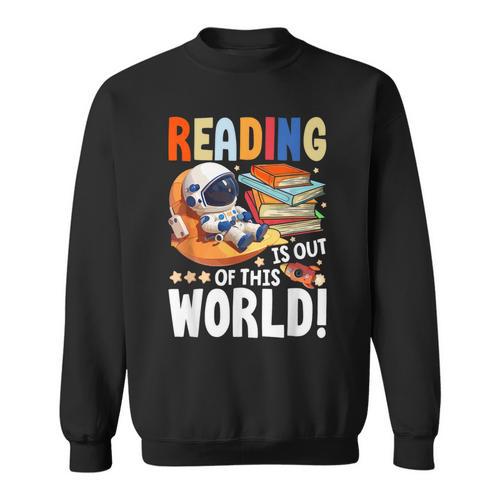Reading Space Exploration Book Astronomy Lover Bookworm Sweatshirt - Bookorys