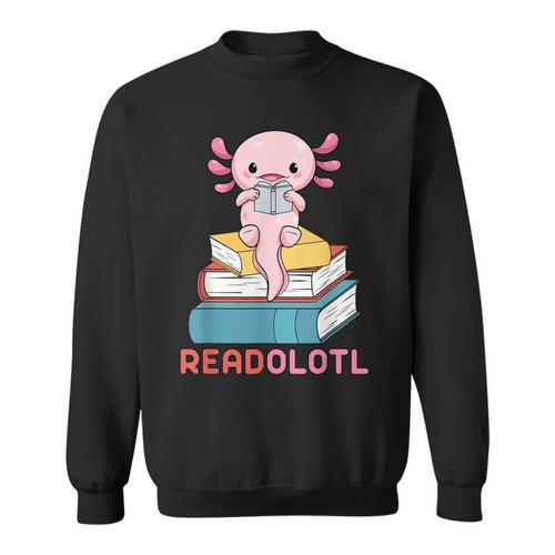 Readolotl Cute Read Axolotl Book Lover Librarian Bookworm Sweatshirt - Bookorys
