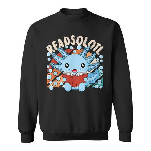 Readsolotl Axolotl Axolotl Lover Kawaii Reading Book Sweatshirt - Bookorys