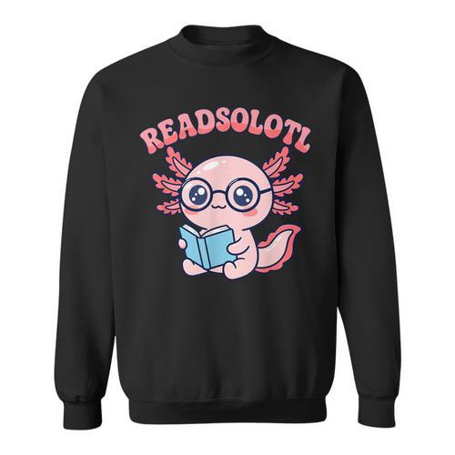 Readsolotl Axolotl Reading Book Bookworm Bookish Girls Kids Sweatshirt - Bookorys