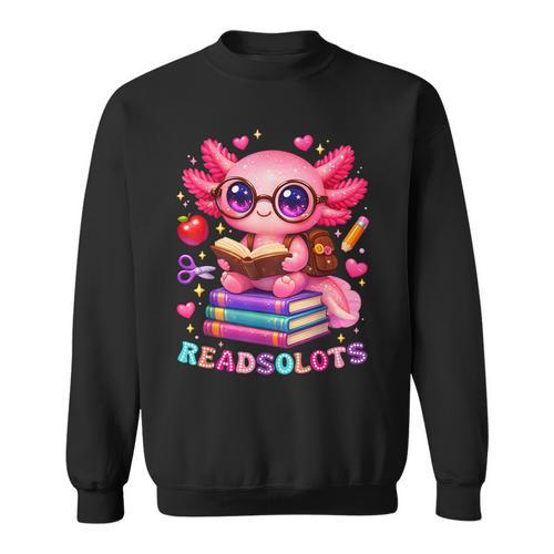 Readsolotl Axolotl Reading Book Lover Teacher Kids Sweatshirt - Bookorys UK