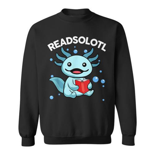 Readsolotl Cute Axolotl Read Book Ambystoma Mexicanum Kids Sweatshirt - Bookorys CA