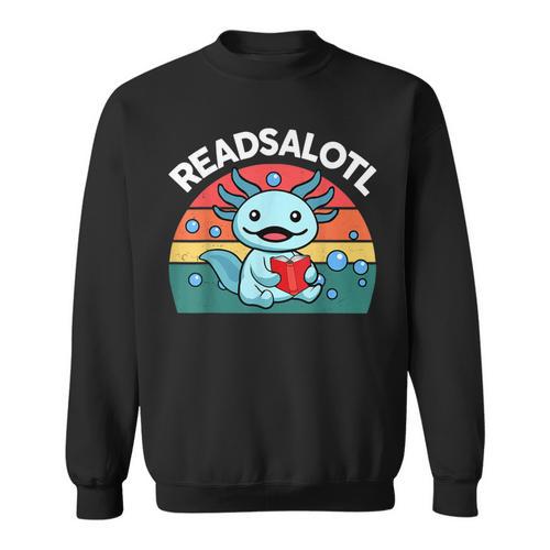 Readsolotl Read Book Axolotl Shirt Salamander Boys Girl Kids Sweatshirt - Bookorys