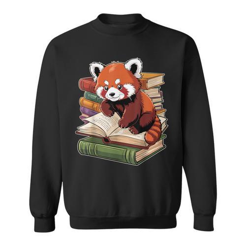 Red Panda Reading Book Animal Bookworm Sweatshirt - Bookorys