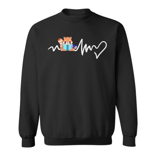 Red Panda Reading Book Heartbeat Sweatshirt - Bookorys DE