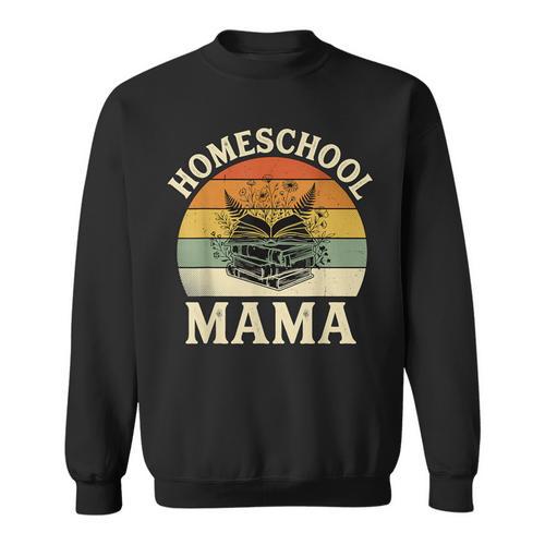 Retro Floral Homeschool Mama Wildflower Book Stack Aesthetic Sweatshirt - Bookorys
