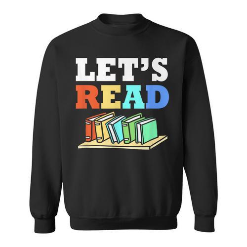 Retro Reading Teacher Book Lover Let's Read Sweatshirt - Bookorys DE