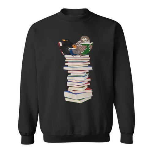 Robin Owl Bird Birds With Books Birdlover Animal Sweatshirt - Bookorys