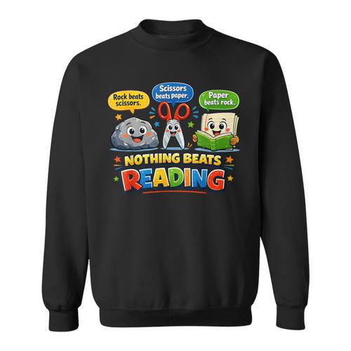 Rock Paper Scissors Nothing Beats Reading Book Lovers Sweatshirt - Bookorys DE