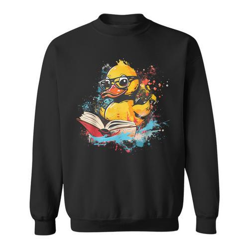 Rubber Duck Reading Book Rubber Duckie Rubber Duckling Sweatshirt - Bookorys UK