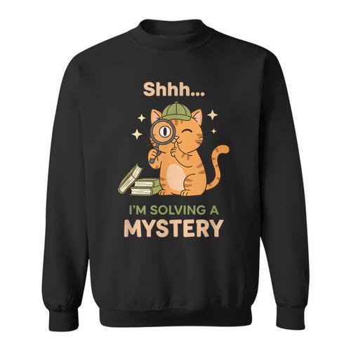 Shhh I'm Solving A Mystery Cat Detective Book Lover Sweatshirt - Bookorys