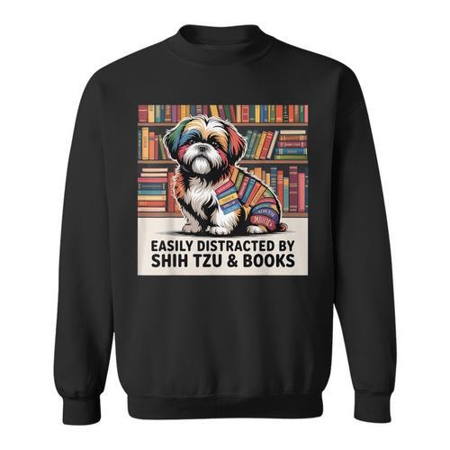 Shih Tzu Dog Shihtzu Dog Books Nerds Reader Shitzhu Shih Tzu Sweatshirt - Bookorys CA