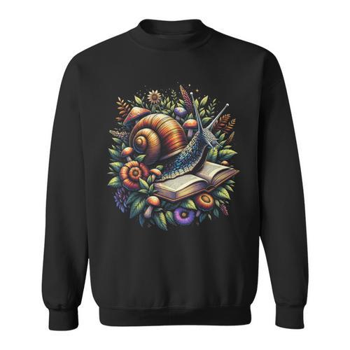 Snail Mushroom Floral Book Lover Cottagecore Fairycore Sweatshirt - Bookorys DE