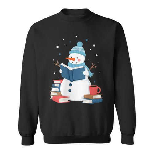 Snowman Reading Book Lover Librarian Reading Sweatshirt - Bookorys DE