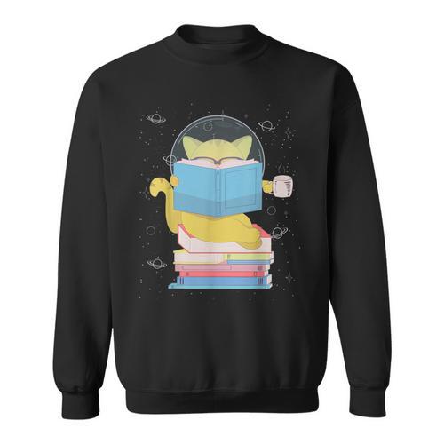 Space Cat Reading Book And Tea Space Cat For Men Women Kids Sweatshirt - Bookorys AU