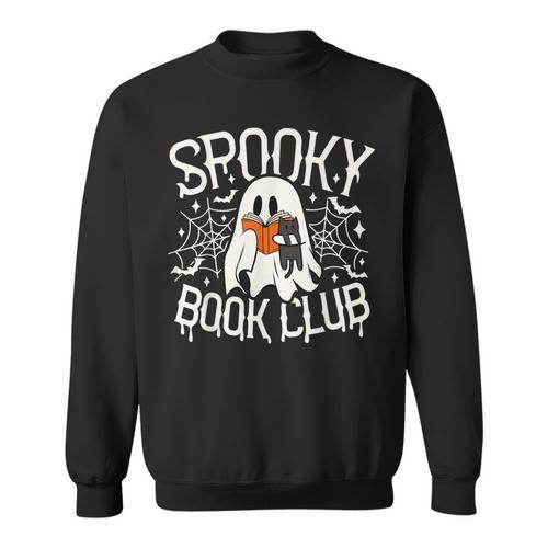Spooky Book Club Cute Ghost Reading Book Halloween Costume Sweatshirt - Bookorys