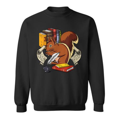 Squirrel Reading Book Cute Forest Animal Sweatshirt - Bookorys CA