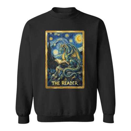 Starry Dragon Reading Book The Reader Fantasy Reader Sweatshirt - Bookorys AU