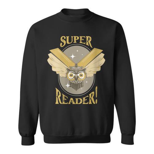 Super Reader Owl Bookmarks Reading Librarian Nocturnal Book Sweatshirt - Bookorys CA