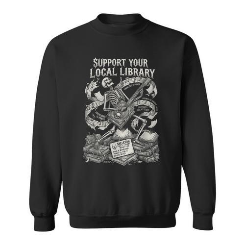 Support Your Local Library Goth Book Sweatshirt - Bookorys AU