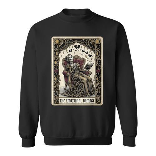 Tarot Card The Emotional Damage Skeleton Romantasy Book Sweatshirt - Bookorys DE