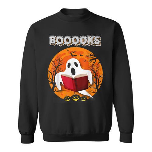 Teacher Halloween Ghost Books Reading For Men Women Sweatshirt - Bookorys DE