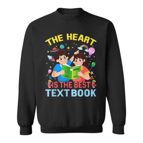 Teacher Heart Text Book For Men Women Sweatshirt - Bookorys AU