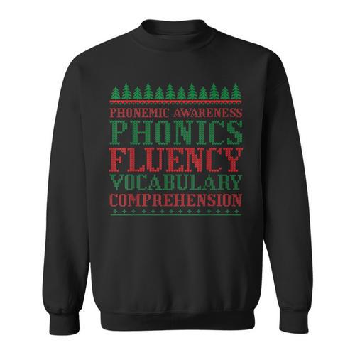 Teacher Ugly Sweater Christmas Science Of Reading Sweatshirt - Bookorys AU