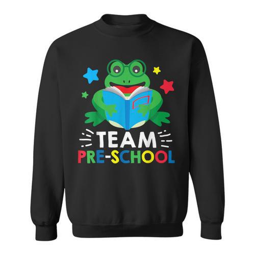 Team Pre-School Reading Frog Back To School Book Lover Sweatshirt - Bookorys AU
