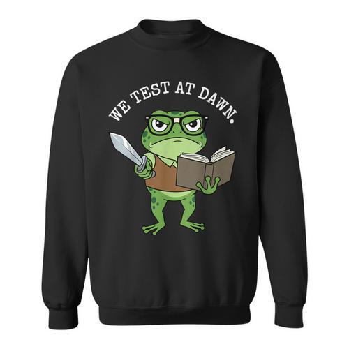 Test Day Grumpy Frog Book WE Test AT Dawn Fantasy Sweatshirt - Bookorys DE
