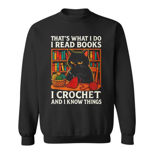 That's What I DO I Read Books Crochet Cat Sweatshirt - Bookorys AU