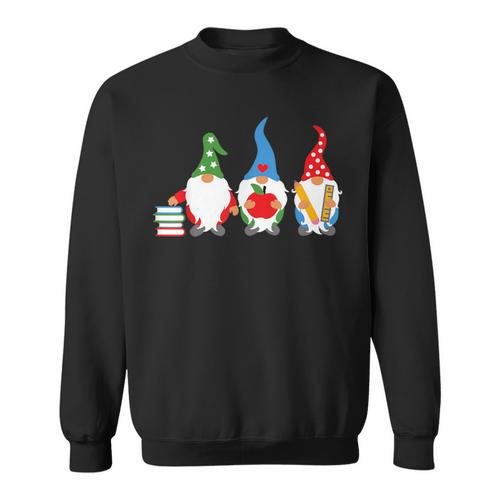 Three Gnomes School Books Pencil Apple Student Teacher For Men Women Girls Kids Sweatshirt - Bookorys AU