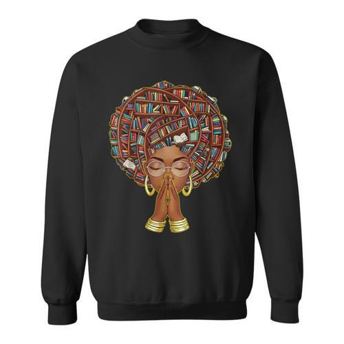 History Month Afro Book Lover Women Girls Librarian Sweatshirt - Bookorys