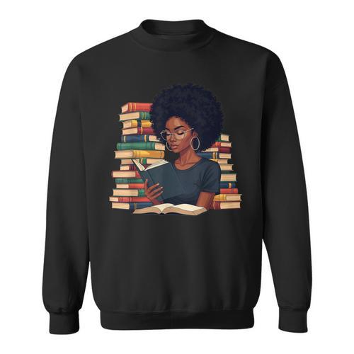 History Month Afro Women Girls Book Lover Librarian Sweatshirt - Bookorys