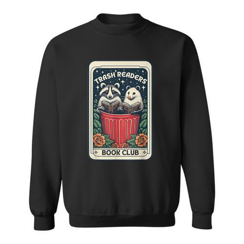 Trash Readers Book Club Cute Raccoon Opossum Bookish Sweatshirt - Bookorys