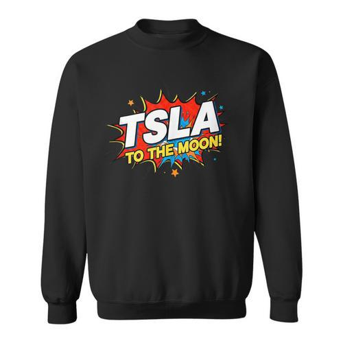TSLA To The Moon Comic Book Style Splash Sweatshirt - Bookorys