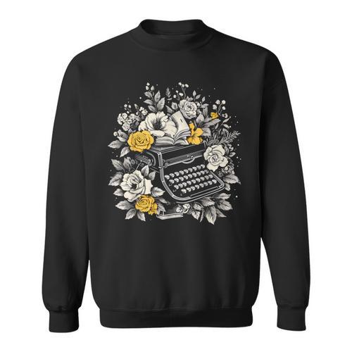 Typewriter Flowers Vintage Writer Book Authors Novelist Sweatshirt - Bookorys DE
