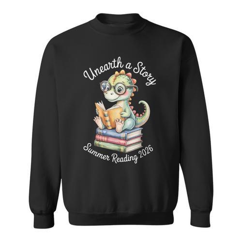 Unearth A Story Summer Reading 2026 Cute Dino Book Lover Sweatshirt - Bookorys