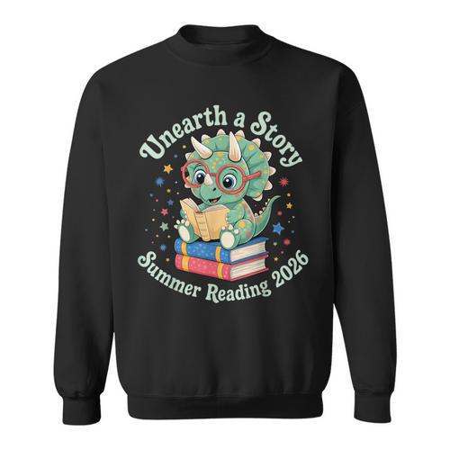 Unearth a Story Summer Reading 2026 Cute Dinosaur Book Lover Sweatshirt - Bookorys UK