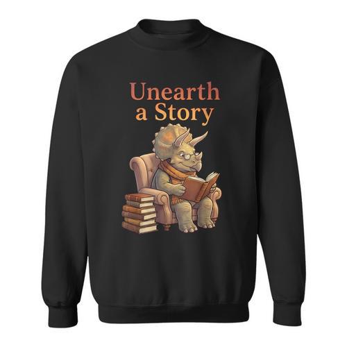 Unearth a Story Triceratops Dinosaur Reading Books Dino Sweatshirt - Bookorys DE
