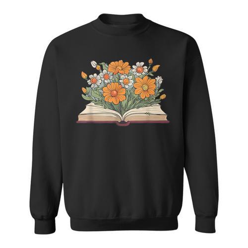 Vintage Book Lover Teacher Wildflowers Reading Read Graphic Sweatshirt - Bookorys