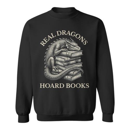 Vintage Dragons & Books Dark Academia Librarian Sweatshirt - Bookorys AU