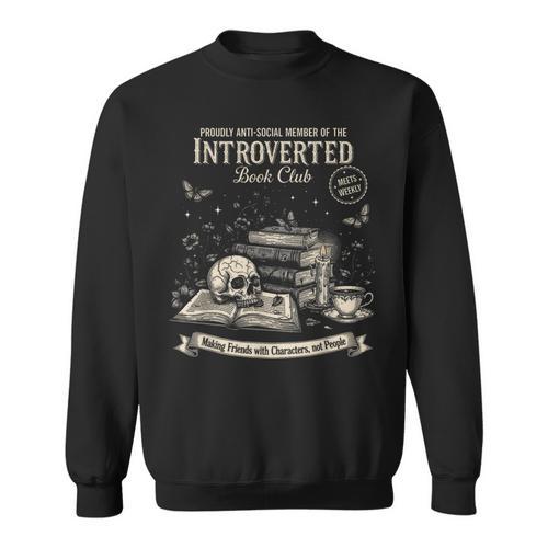 Vintage Introverted Book Club Antisocial Reader Gothic Vibe Sweatshirt - Bookorys DE