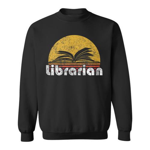 Vintage Reading Book Librarian Retro Sunset Sweatshirt - Bookorys DE