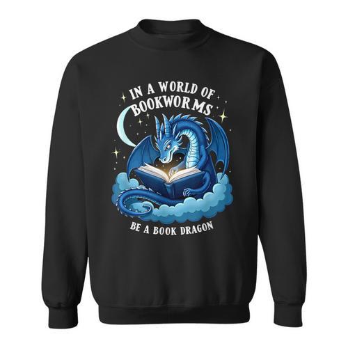 Vintage In A World Of Bookworms Be A Book Dragon Sweatshirt - Bookorys AU
