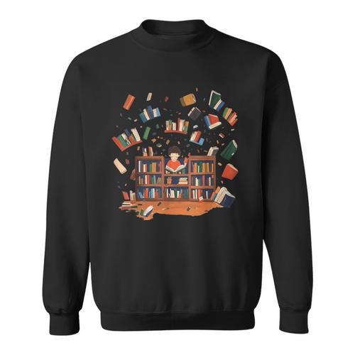 Whimsical Kids Reading Bookshelf Sweatshirt - Bookorys CA