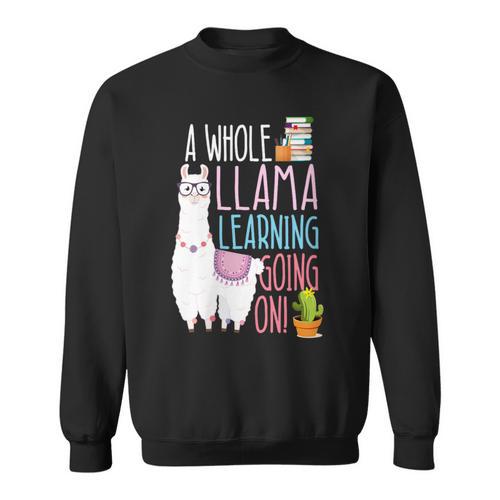 A Whole Llama Learning Going On Book Reading School Llama Sweatshirt - Bookorys AU