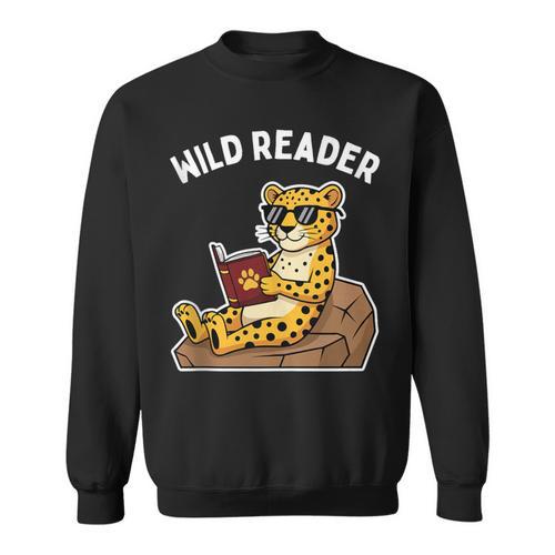 Wild Reader Cool Jaguar With Sunglasses Reading Book Kids Sweatshirt - Bookorys UK