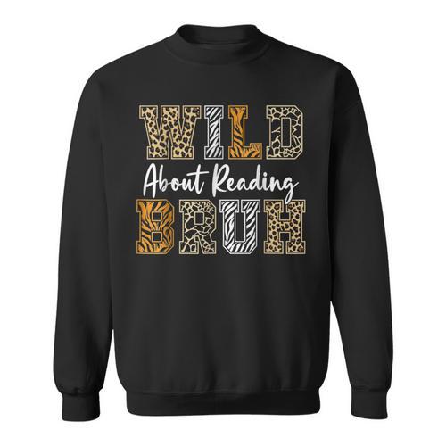 Wild About Reading Kid Love Wild Animal Books Back To School Sweatshirt - Bookorys